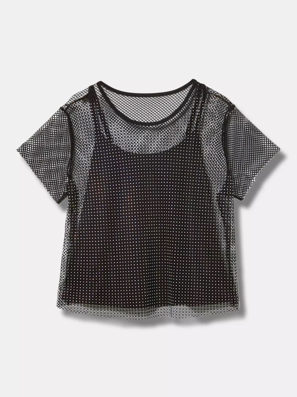Bedazzled Mesh Boxy Crop Top